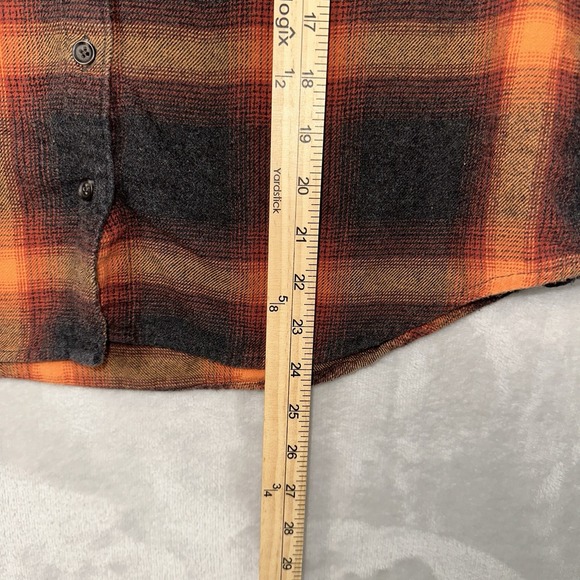 Old Navy Evermore Swiftie Orange Flannel Women's S Plaid Crop Boyfriend Shirt - Picture 8 of 12